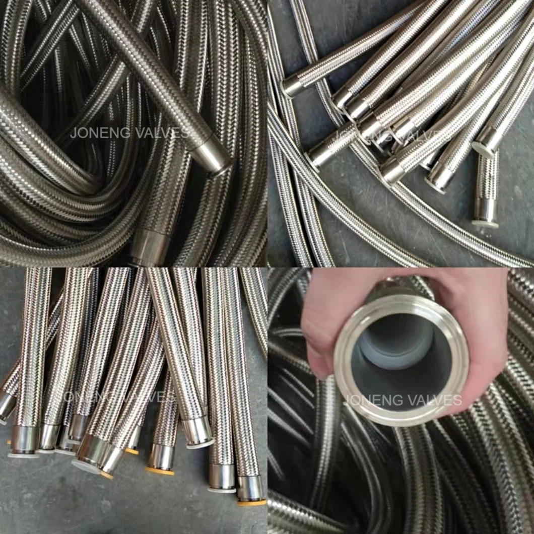 Stainless Steel Sanitary Water High Pressure Triclover Flexible Flex Metal Exhaust Braided Reinforced Corrugated Rubber SAE 100 R14 Pipe Tube Hose (JN-HS1001)